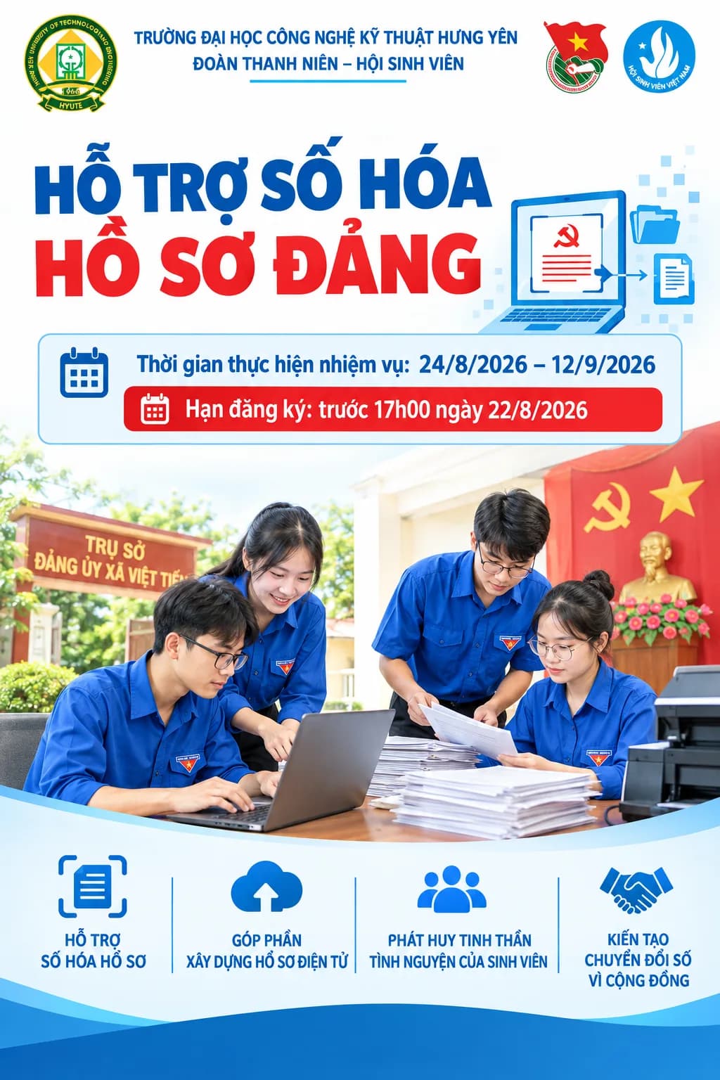 📢 TUYỂN SINH VIÊN TÌNH NGUYỆN HỖ TRỢ SỐ HÓA HỒ SƠ ĐẢNG 💙🇻🇳
