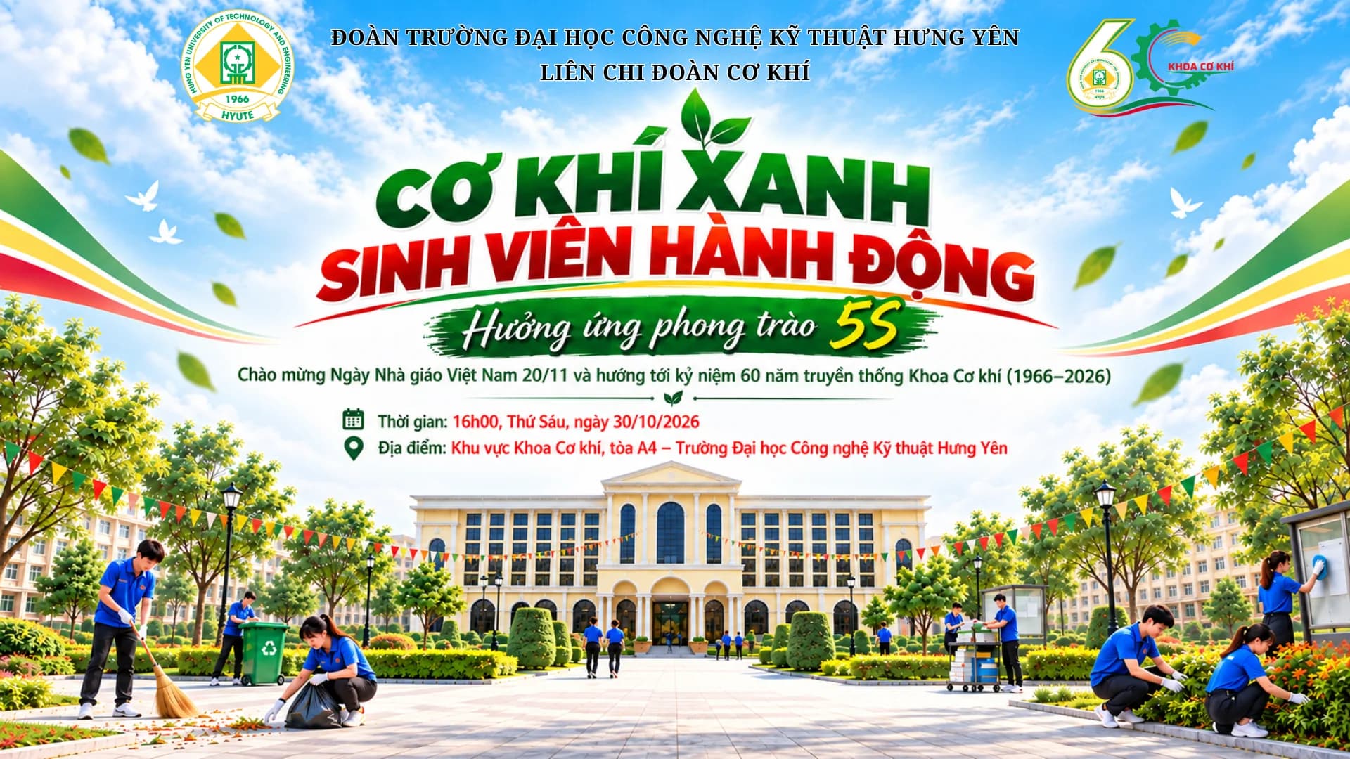 🌱💚 CƠ KHÍ XANH – SINH VIÊN HÀNH ĐỘNG | HƯỞNG ỨNG PHONG TRÀO 5S 💚🌱