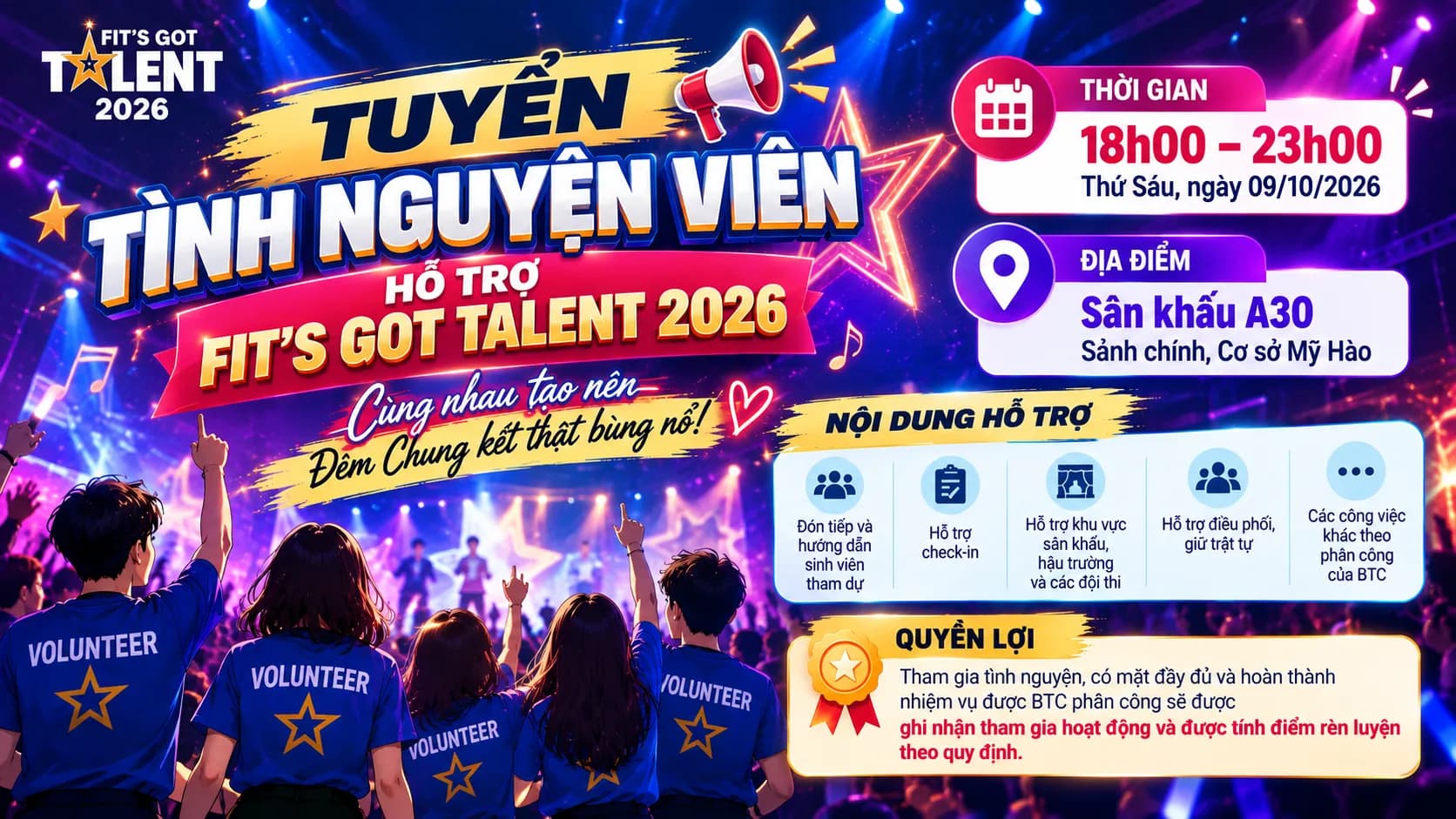 📢 THÔNG BÁO TUYỂN TÌNH NGUYỆN VIÊN HỖ TRỢ FIT'S GOT TALENT 2026