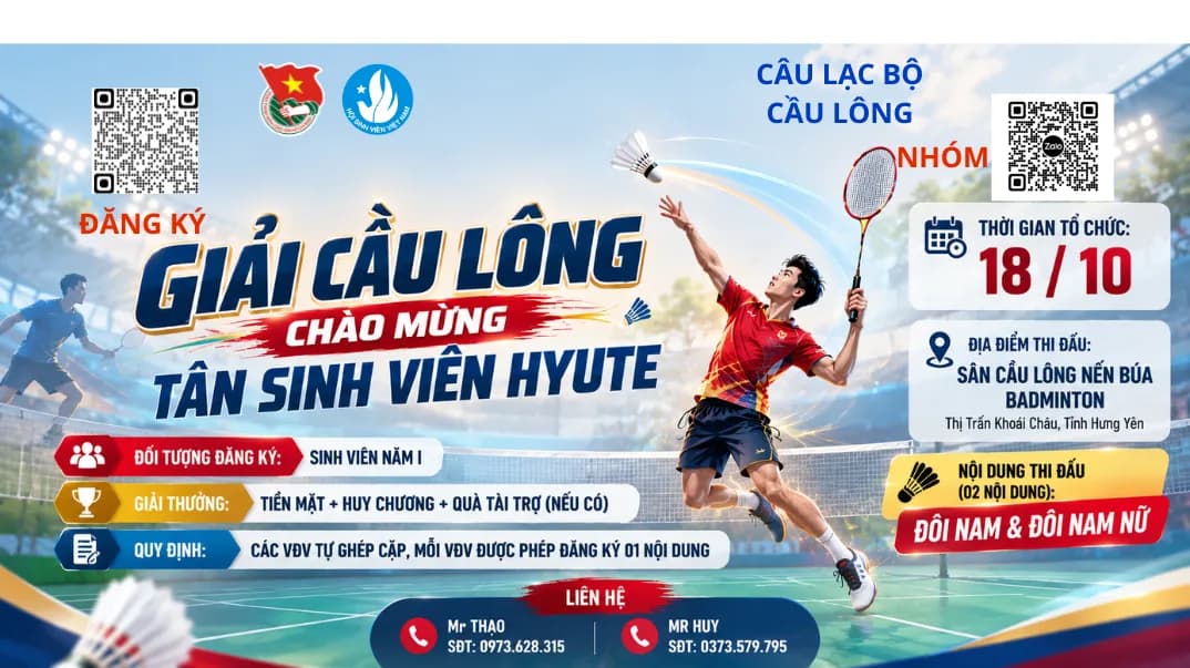 🏸 GIẢI CẦU LÔNG CHÀO MỪNG TÂN SINH VIÊN HYUTE 🏸